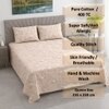 Kira Cream Floral 400 TC Cotton Flat Queen Size Bedsheet with 2 Pillow Covers – Threads