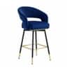 Doe Buck Mixoy Velvet Bar Stool in Emerald Blue Colour with Gold Accents