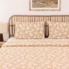 Genda Phool 1 Double Bed Sheet & 2 Pillow Covers + 1 Double Duvet Cover with Beige colour
