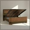 Heritage Cane Upholstered King Size Bed in Linen With Oak wood Frame
