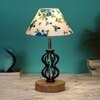 Gia Multicolor cotton Table lamp with Wood & Iron Base