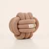 Knotty Combed Cotton Knitted Decorative Sandy Brown Knot Pillow 7 x 7 Inches