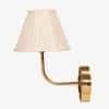 Clover Handicrafted Wall Lamp in Polished gold and K green and off white pleated Colour