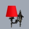 Devansh Metal Electric Wall Light in Antique Gold Colour with Red Shade Count of 1 Light