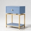 Blue Horizon Wood Side Table in Blue & Gold Colour