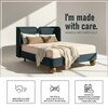 Nobella Opal Queen Size Bed in Grey Blue Velvet with Spherical Legs, Oak Wood Frame & Hydraulic Storage