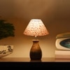 Devansh Multicolor Cotton Table Lamp With  Wood Natural Base (10X12.5 Inches)-38