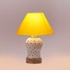 Devansh Conical Yellow Cotton Shade Lamp With Wood & Mosaic Glass Base For Decoration/Office/Home/Gifting/Study For Decoration/Office/Home/Gifting/Study -(10X10X14.5) Inches -A