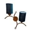 Devansh Metal Electric Wall Light in Gold Colour with Blue Shade Count of 2 Lights