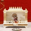 D'Dass White Sheesham and Mdf Wooden Temple For Pooja In Home and Office