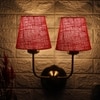 Devansh Metal Electric Wall Light in Gold Colour with Maroon Shade Count of 2 Lights