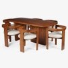Attica Solid Wood Dining Table with Four Chairs and Bench in White Colour