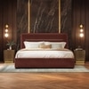 Milan Engineered Wood King Size Bed With Hydraulic Storage (Deep Crimson Velvet Colour)