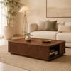 Kingsley Sheesham Wood Geometric Chevron Coffee Table in Walnut Finish