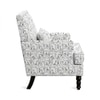 Lark Printed Human Canvas Fabric Lounge Chair in White Colour