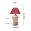 Devansh Conical  Maroon Jute Shade  Lamp With  Wood & Mosaic Glass Base For Decoration /Office/Home/Gifting/Study For Decoration /Office/Home/Gifting/Study -(10X10X14.5) Inches -