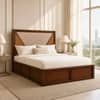 Shilp Solid Wood Comfort Queen Bed Hydraulic Storage Provincial Teak Finish Mattress 60 x 78 Inches