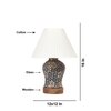 Devansh Off-White Cotton Straight Pleated Shade Lamp With Wood & Mosaic Glass Base For Decoration/Office/Home/Gifting/Study For Decoration/Office/Home/Gifting/Study
