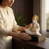 Devotional Divine Serenity Hanuman Statue in White and Gold Colour