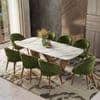 Paloma Celia 8 Seater Dining Set (Pluto Spanish Ceramic Finish, Deep Olive Velvet Colour)