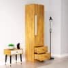 Hexa Red Wooden 1 Door Wardrobe with 2 Drawers and Hanging Space in Giant Wood Colour