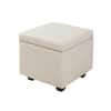 Doe Buck Hutcheson Upholstered Storage Ottoman Cube in Off White Colour
