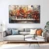 The Castle Decor Music Piano Wall Art Set of 5 Wooden Framed Digital Painting 27x48 Inch