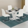 Caribu 4 To 6 Extendable Seneca 4 Seater Dining Table With 4 Chairs (Finish : White, Chair Colour : White)