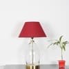 ELVORA Diamond Cut Clear Glass Table Lamp with Brass Base Maroon Shade