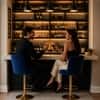 Doe Buck Luxury Blue Velvet Adjustable Bar Stool Chair with Gold Hydraulic Base