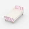 Minimalist Kids Toddler Bed in White and Pink Stripes