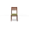 Zella Solid Wood Dining Chair Set Of 2 In Teak Finish With Avacado Green Colour Fabric