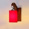 Devansh Solid Wood Electric Wall Light in Brown Colour with Red Shade Count of 1 Light