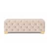 Doe Buck Velvet Tufted Bench in Beige Colour with Gold Base