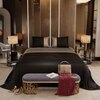 Stoa Paris 300TC UltrSatin King Size Bedsheet with 2 Pillow Covers Satin King Grey, Gold Black