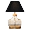 Tuscan Glass and Wood Table Lamp With Black Cotton Shade
