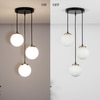 Orb 3 Light Cluster Round Ceiling Pendant With Frosted White & Shine Brass