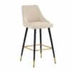 Doe Buck Upholstered Counter Height Bar Stool in Beige Colour with Gold Accents