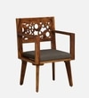 Lifty Sheesham Wood Arm Chair in Provincial Teak Finish With Olive Cushion