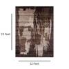 Abstract Brown Wool Silk Handmade Area Rug for Bedroom 12x15