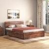 Marieta Solid Wood Queen Size Drawer Storage Bed In Teak Finish