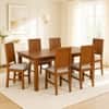 Globally Indian Mahira Solid Sheesham Wood 6 Seater Dining Table Set 6 Chairs Grey