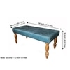 Bestone Sheesham Wood Accent Bench (Blue Jacquard Work Fabric Teak Finish)