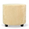 Lisbon Solid Wood Ottoman Pouffee in Ivory Sparkle Velvet