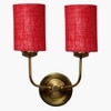 Devansh Metal Electric Wall Light in Gold Colour with Maroon Shade Count of 2 Lights