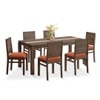Atlas Crest Storage Solid Wood 6 Seater Dining Table With 6 Atlas Dining Chairs (Finish : Danish Walnut, Chair Colour : Burnt Orange)