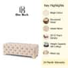 Doe Buck Velvet Tufted Bench in Beige Colour with Gold Base