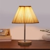 Devansh Off-White Cotton Vintage  Lamp With Natural  Wood Base  & Steel Pipe (12X17.75)