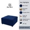 Doe Buck Tufted Storage Ottoman Bench in Mustard Blue Colour Fabric