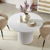 Velin Round Solid Mango Wood Pedestal Dining Table Washed White
